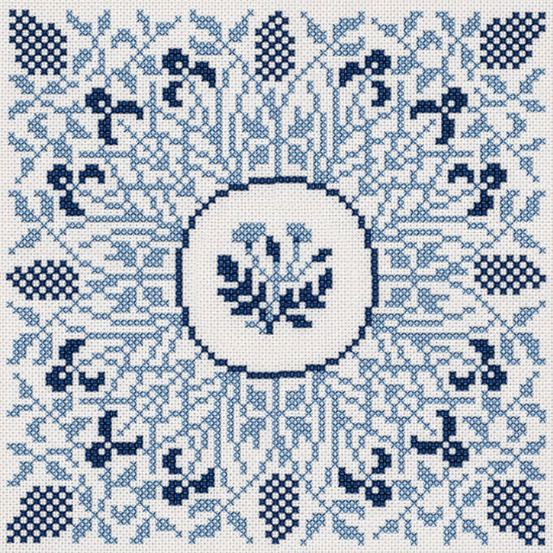 17-3601,06 Blomster og grene - mellemlægsserviet - Gerda Bengtsson (GB)