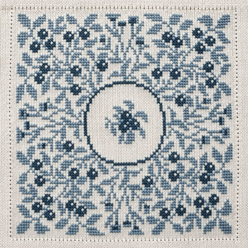 17-3601,11 Blomster og grene - mellemlægsserviet - Gerda Bengtsson (GB)