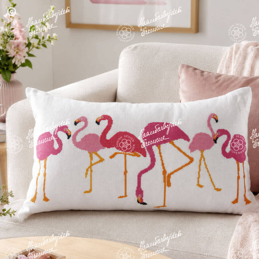 20-6960 Flamingoer - pude - Marianne Thornberg (MT)