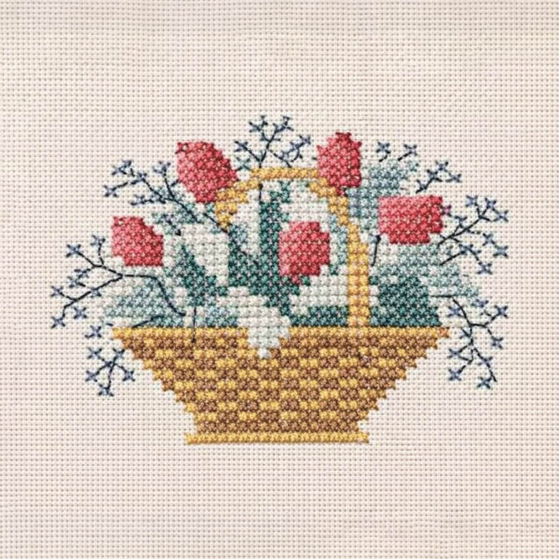 30-5598 Tulipaner i kurv - rød - vægstykke - Gerda Bengtsson (GB)