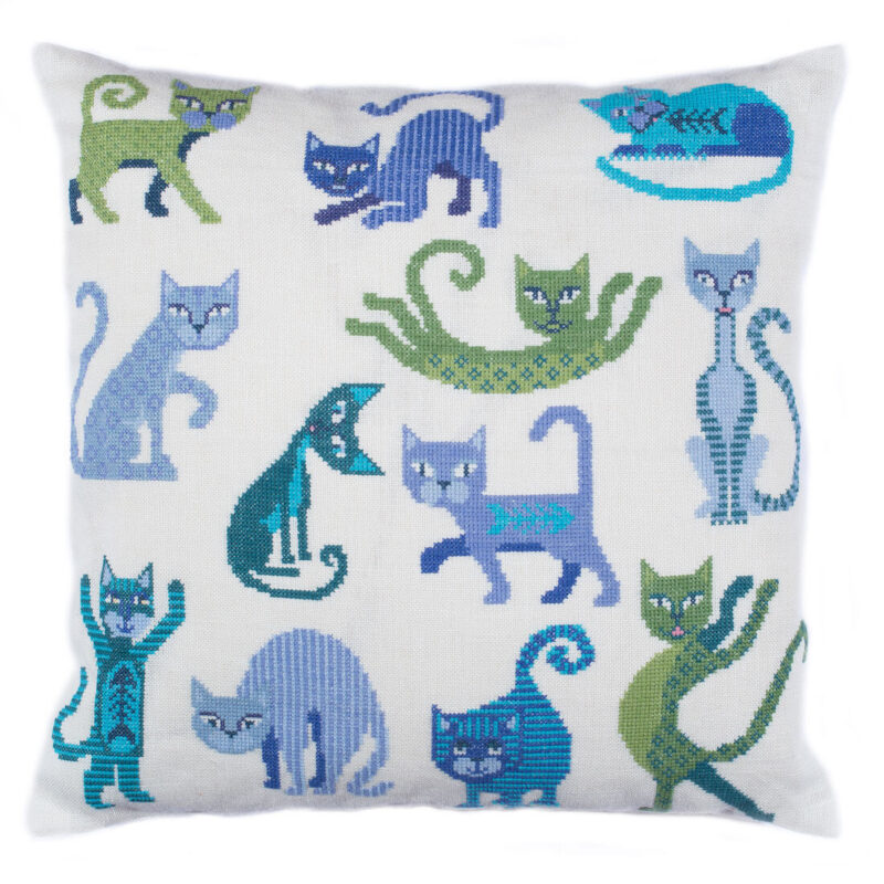 20-6969 Sjove katte - pude - Marianne Thornberg (MT)